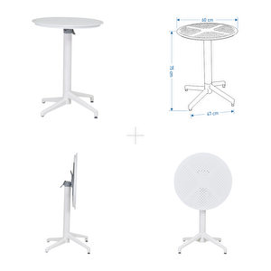 Tilia Plastik Bahçe Balkon Bistro Seti Katlanır Masa 60*60 Cm (1+2 Set)