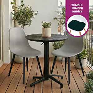 Tilia Plastik Bahçe Balkon Bistro Seti Katlanır Masa 60*60 Cm (1+2 Set)