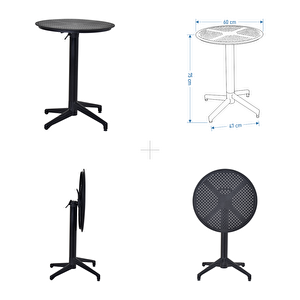 Tilia Plastik Bahçe Balkon Bistro Seti Katlanır Masa 60*60 Cm (1+2 Set)