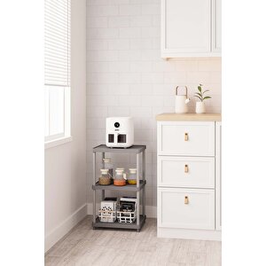 Gri 3 Katlı 33x40 Ekstra Geniş Düzenleyici Mutfak Ve Banyo Rafı Sehpa