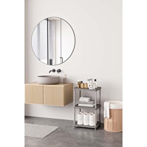 Gri 3 Katlı 33x40 Ekstra Geniş Düzenleyici Mutfak Ve Banyo Rafı Sehpa