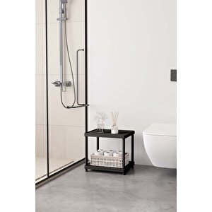 Siyah 2 Katlı 33x40 Ekstra Geniş Düzenleyici Mutfak Ve Banyo Rafı Sehpa