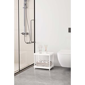 Beyaz 2 Katlı 33x40 Ekstra Geniş Düzenleyici Mutfak Ve Banyo Rafı Sehpa