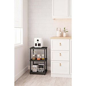 Siyah 3 Katlı 33x40 Ekstra Geniş Düzenleyici Mutfak Ve Banyo Rafı Sehpa
