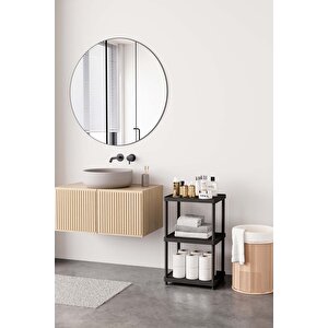 Siyah 3 Katlı 33x40 Ekstra Geniş Düzenleyici Mutfak Ve Banyo Rafı Sehpa