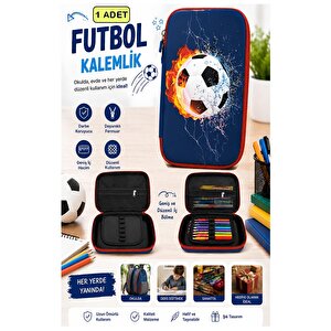 Futbol Kabartmalı Bölmeli Kalemlik 1 Adet P-6011 Erkek Çocuk Okul Kalem Kutusu 3 Boyutlu Sevimli Karikatür Hediyelik
