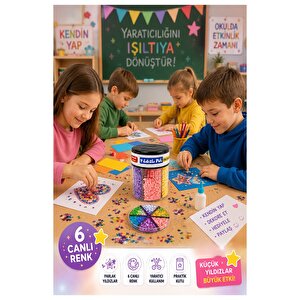 Yıldızlı Pul Standlı 6 Renk 60gr 1 Paket Bubu Parlak Pul Okul Sınıf Etkinlik Resim Dekarasyon Hobi Süsleme Sanat