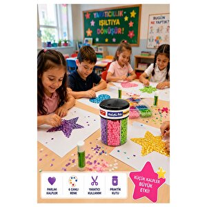 Kalpli Pul Standlı 6 Renk 60gr 1 Paket Bubu Parlak Pul Okul Sınıf Etkinlik Resim Dekarasyon Hobi Süsleme Sanat