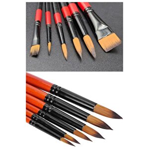 Profesyonel Resim Fırça Seti 6 Lı Yuvarlak Ve Kesik Uçlu 1 Paket Stilo Set 1 Sentetik Kaliteli Ressam Fırça Seti Akrilik