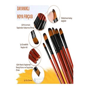 Profesyonel Resim Fırça Seti 6 Lı Yuvarlak Ve Kesik Uçlu 1 Paket Stilo Set 1 Sentetik Kaliteli Ressam Fırça Seti Akrilik