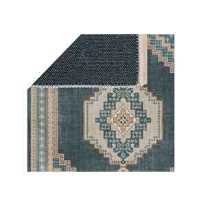 Etni̇k Denge Mavi̇ Baskili Dokuma Taban Hali, 289 Yng, 100x150  Cm