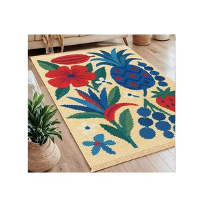 Red Frui̇ts Baskili Dokuma Taban Hali, 246 Yng, 120x180  Cm