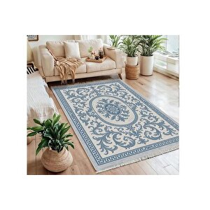 Mavi̇ Çi̇ni̇ Vi̇ntage Dokuma Taban Hali, 377 Yng, 100x150 Cm