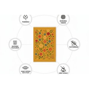 Hardal Çi̇çek Vi̇ntage Dokuma Taban Hali, 418 Yng, 120x180 Cm