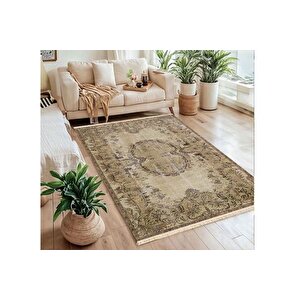 Bej Madalyon Vi̇ntage Ki̇li̇m Dokuma Taban Hali, 319 Yng, 100x150 Cm