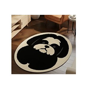 Si̇yah Hayvan Desenli̇ Oval Dokuma Taban Hali, 438 Yng, 100x150 Cm