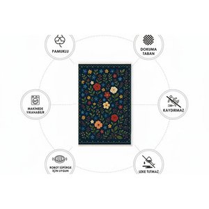 Gece Çi̇çeği̇ Vi̇ntage Dokuma Taban Hali, 416 Yng, 100x200 Cm