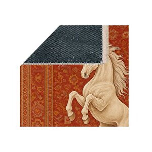 At Fi̇gürlü Vi̇ntage Kirmizi Desenli̇ Hali, Etni̇k Ki̇li̇m Dokuma Taban Hali, 327 Yng, 100x150 Cm