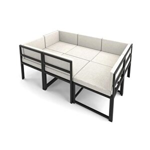 Garden 6 Ki̇şi̇li̇k Balkon Bahçe Mutfak Köşe Takimi, Bej