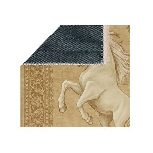 At Fi̇gürlü Vi̇ntage Bej Desenli̇ Hali, Etni̇k Ki̇li̇m Dokuma Taban Hali, 329 Yng, 80x200 Cm