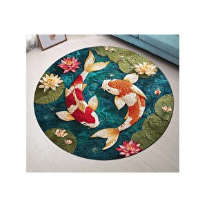 Koi̇ Baliklari Dokuma Taban Hali, 557 Yng, 120x120 Cm