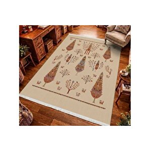 Bej Orman Dokuma Taban Hali, 623 Yng, 80x200 Cm