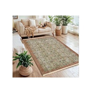 Vi̇ntage Desenli̇ Bej Etni̇k Ki̇li̇m Dokuma Taban Hali, 322 Yng, 120x180 Cm