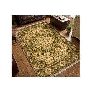 Vi̇ntage Bei̇ge Dokuma Taban Hali, 619 Yng, 80x200 Cm