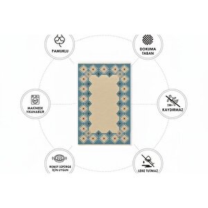 Mavi̇ Geometri̇k Dokuma Taban Hali, 460 Yng, 80x200 Cm