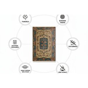 Hünkar Mavi̇si̇ Vi̇ntage Dokuma Taban Hali, 401 Yng, 100x200 Cm