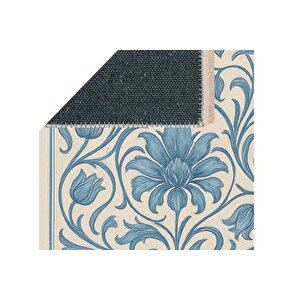Vi̇ntage Mavi̇ Lale Desenli̇ Hali, Dokuma Taban Hali, 328 Yng, 120x180 Cm