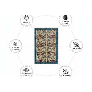 Mavi̇ Kapi Vi̇ntage Dokuma Taban Hali, 409 Yng, 100x200 Cm