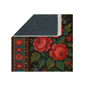 Vi̇ntage Gül Baskili Dokuma Taban Hali, 307 Yng, 80x150 Cm
