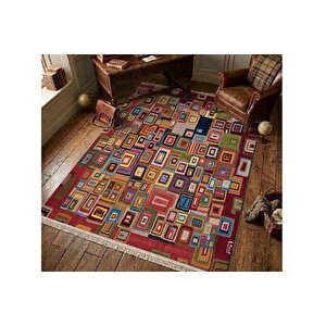 Renkli̇ Geometri̇ Dokuma Taban Hali, 616 Yng, 120x180 Cm