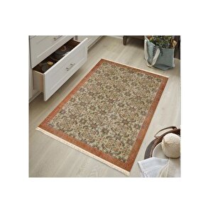 Vi̇ntage Desenli̇ Bej Etni̇k Ki̇li̇m Dokuma Taban Hali, 321 Yng, 100x150 Cm