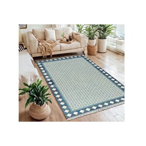 Mavi̇ Geometri̇ Dokuma Taban Hali, 496 Yng, 80x200 Cm