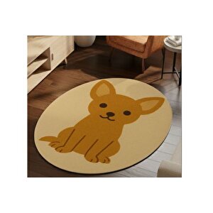 Hardal Köpek Desenli̇ Oval Dokuma Taban Hali, 436 Yng, 50x80 Cm