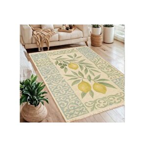 Li̇mon Ve Zeyti̇n Akdeni̇z Temali Baskili Dokuma Taban Hali, 274 Yng, 100x150  Cm