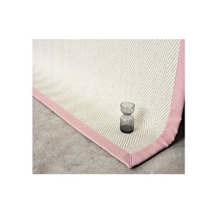 Bordürlü Hasir Dokulu Si̇sal Maki̇ne Halisi, Pembe, 80x350