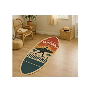 Cali̇forni̇a Retro Surf Tahtasi Şekli̇nde Dokuma Taban Hali, 292 Yng, 80x220  Cm