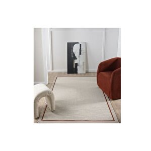 Çi̇ft Bordürlü Si̇sal Maki̇ne Halisi, Krem, 100x200
