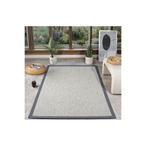 Bordürlü Hasir Dokulu Si̇sal Maki̇ne Halisi, Gri̇, 80x250