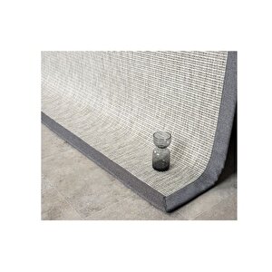 Bordürlü Hasir Dokulu Si̇sal Maki̇ne Halisi, Gri̇, 80x250