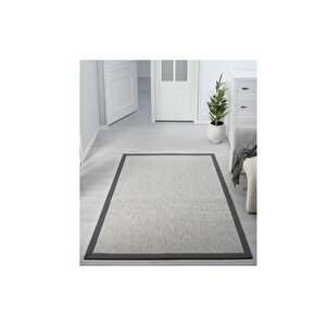 Bordürlü Hasir Dokulu Si̇sal Maki̇ne Halisi, Gri̇, 160x230