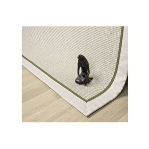 Hasir Dokulu Maki̇ne Halisi, Krem, 120x170, 664, Yeşi̇l Krem