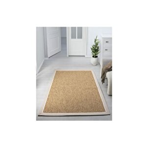 Hasir Dokulu Maki̇ne Halisi, Kahve, 80x600, 665, Krem Bej
