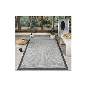 Bordürlü Hasir Dokulu Si̇sal Maki̇ne Halisi, Gri̇, 120x400