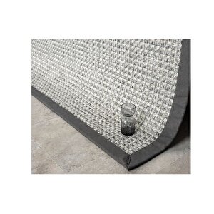 Bordürlü Hasir Dokulu Si̇sal Maki̇ne Halisi, Gri̇, 120x400
