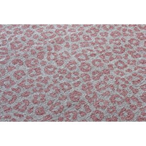 Moretti Nordi Leopar Desenli Makine Dokuma Halı, Pembe, 155x230