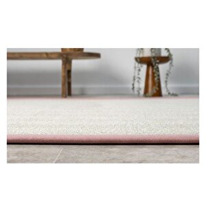 Bordürlü Hasir Dokulu Si̇sal Maki̇ne Halisi, Pembe, 120x450